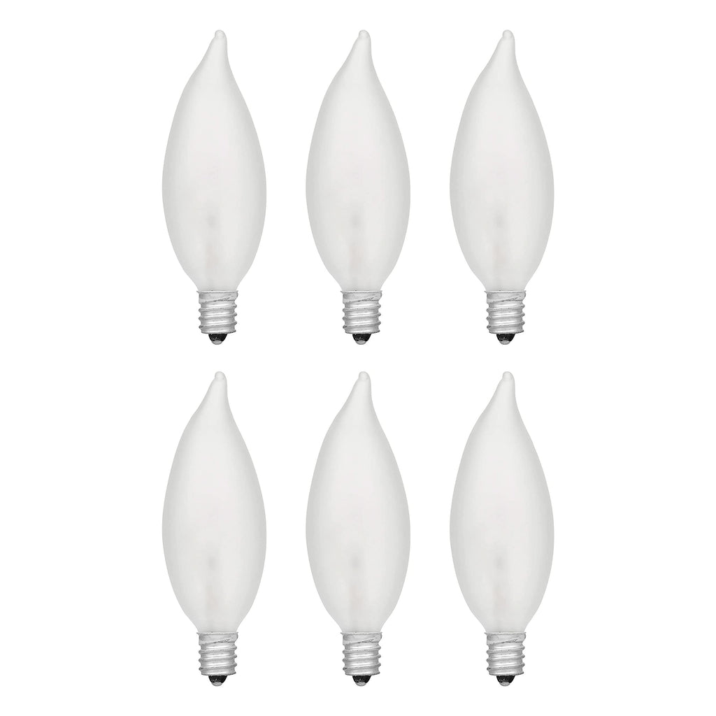 6-Pack Sylvania Double Life Incandescent B10 Bulbs – 40W Dimmable, Candelabra Base, 285 Lumens, Frosted for Chandeliers & Fixtures