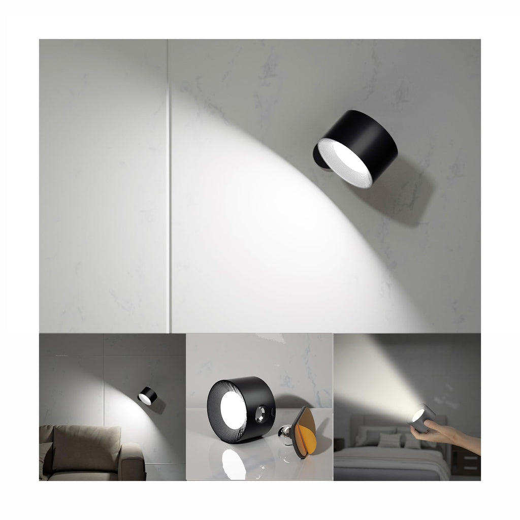 Rechargeable LED wall sconce with 360-degree rotation for home decor