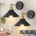 Black and gold cordless rechargeable wall sconce set for home decor