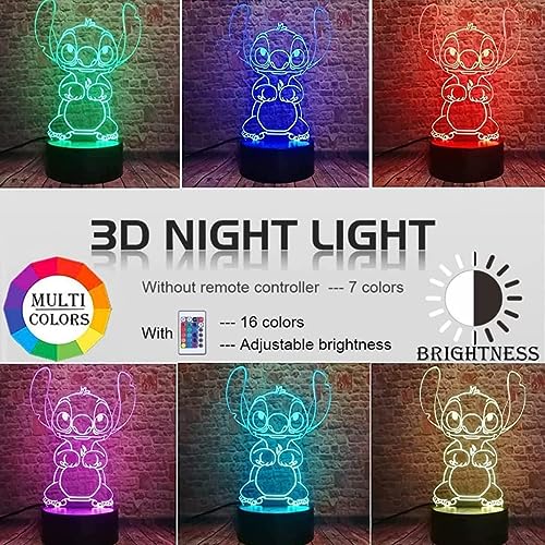 3D illusion night light with 16 color modes for kids' rooms