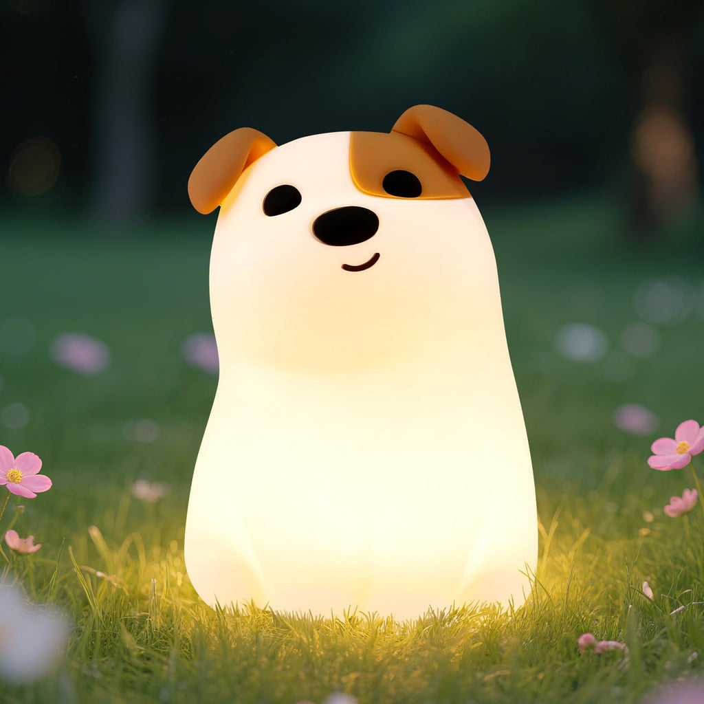 Squishy puppy silicone night light with RGB mode and adjustable brightness