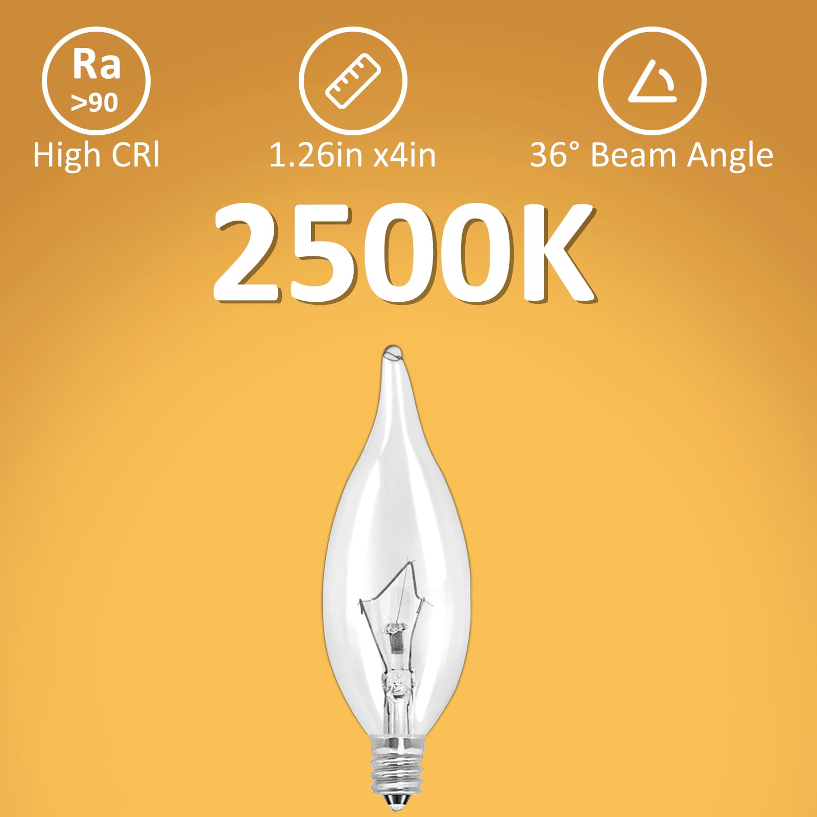 12-Pack E12 Candelabra Bulbs 40W 120V – Clear Incandescent, Dimmable, B10 Candle Shape for Chandeliers & Ceiling Fans