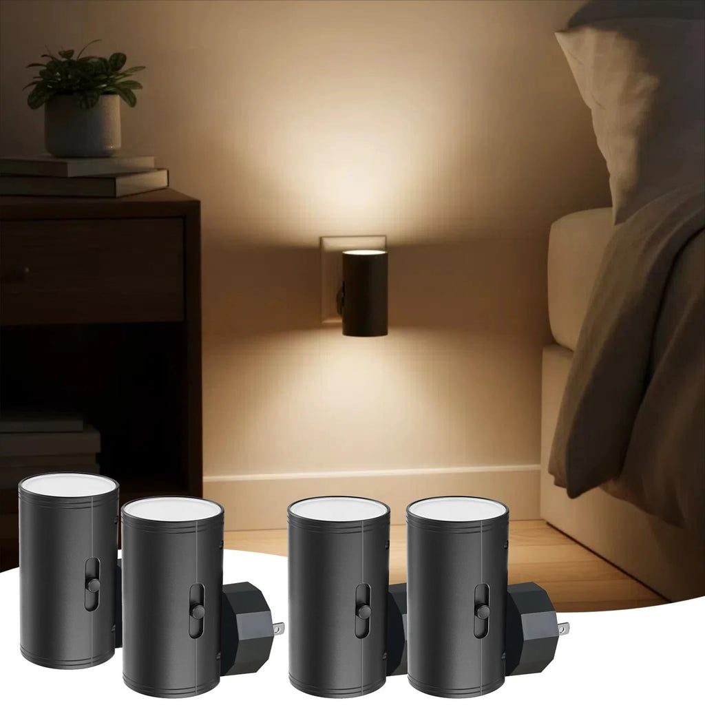 Dimmable LED plug-in night light 4-pack with dusk to dawn sensor