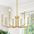 8-light gold industrial farmhouse chandelier for dining room decor