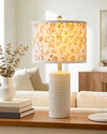 Ceramic table lamp with dried flower design for bedroom