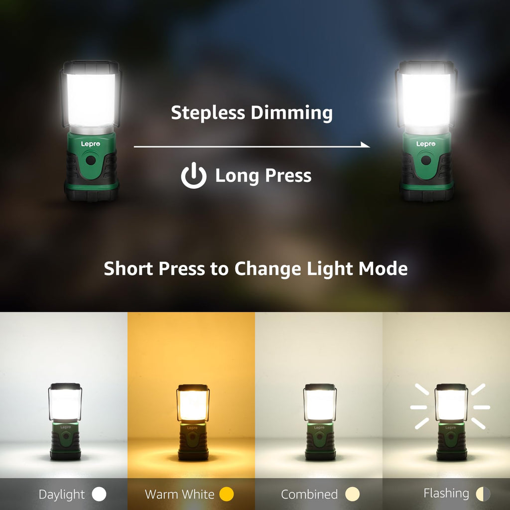 2-Pack LED Camping Lantern Mini – 350LM, 4 Light Modes, 3 AA Battery Powered for Hiking & Emergencies