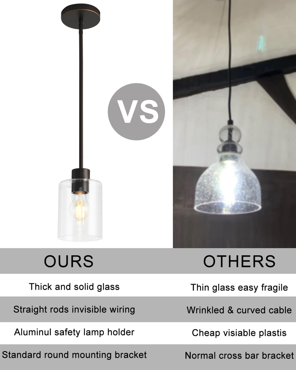 Brown and Gold Clear Glass Pendant Light Fixture for Kitchen Island Decor