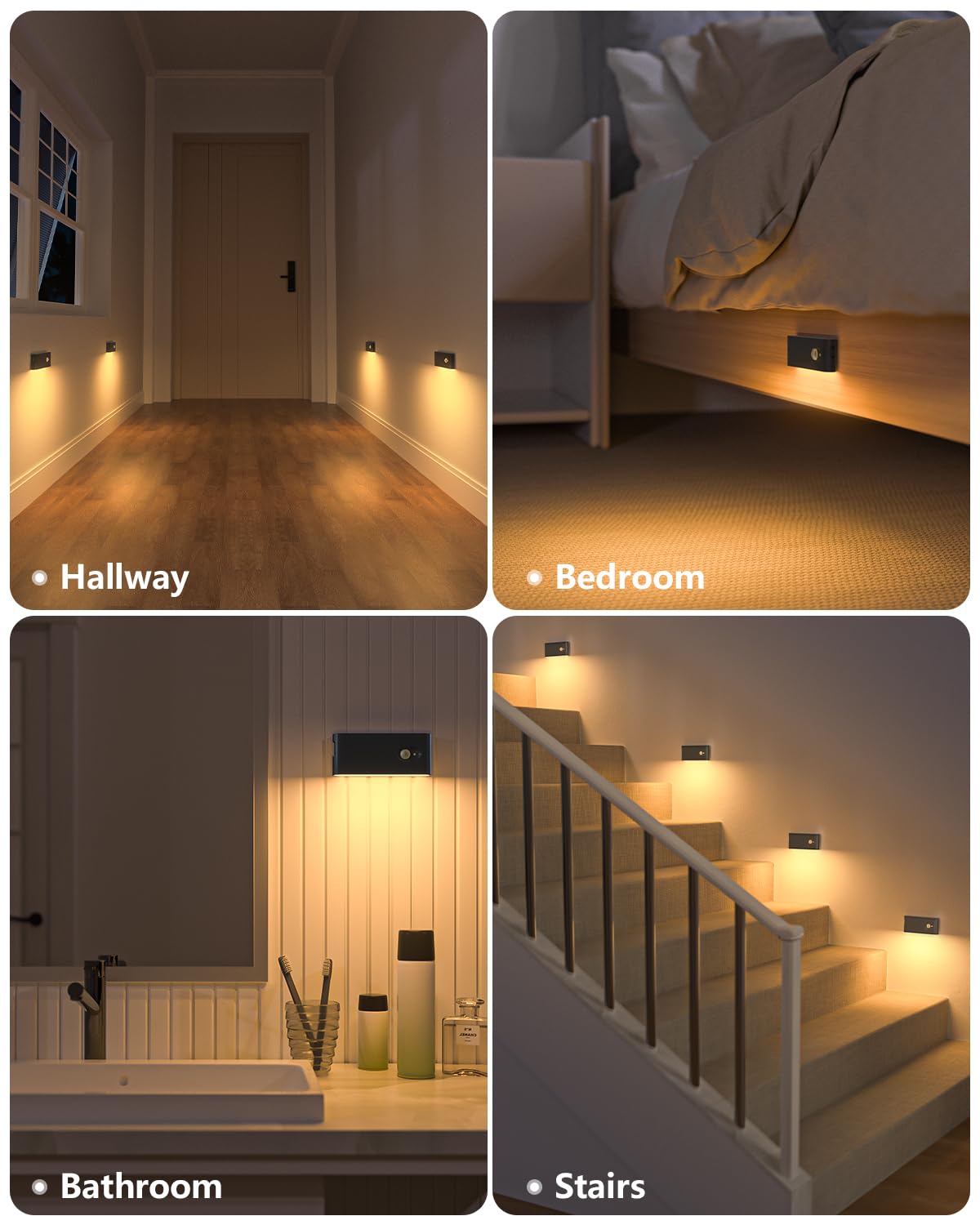 Rechargeable motion-sensor night light, stick-anywhere, 3-pack