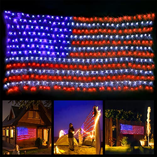 Waterproof American flag net outdoor string light for patriotic decor