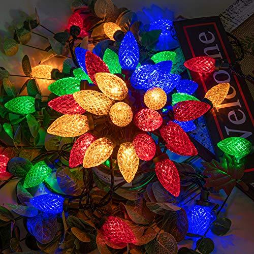 49 ft plug-in C9 string lights with 50 multicolor LED bulbs, 8 modes