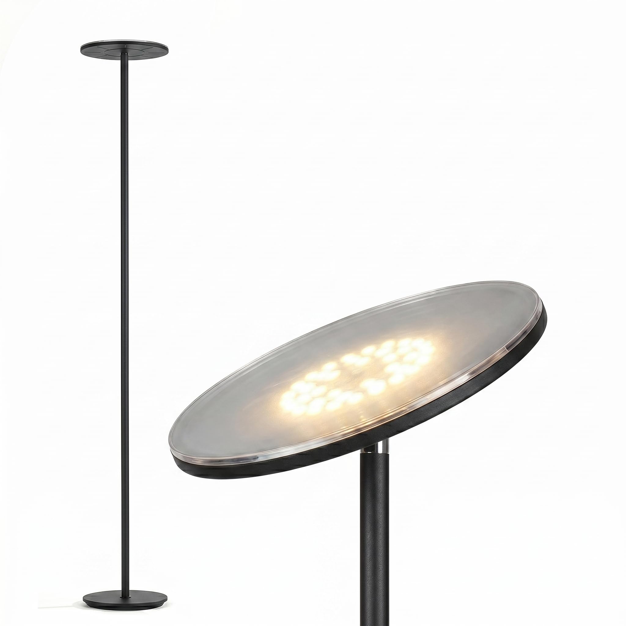 Dimmable torchiere floor lamp with warm LED for bedrooms