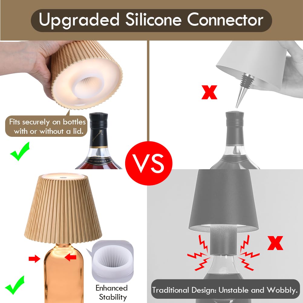 Rechargeable cordless bottle-shade table lamp for home bar decor
