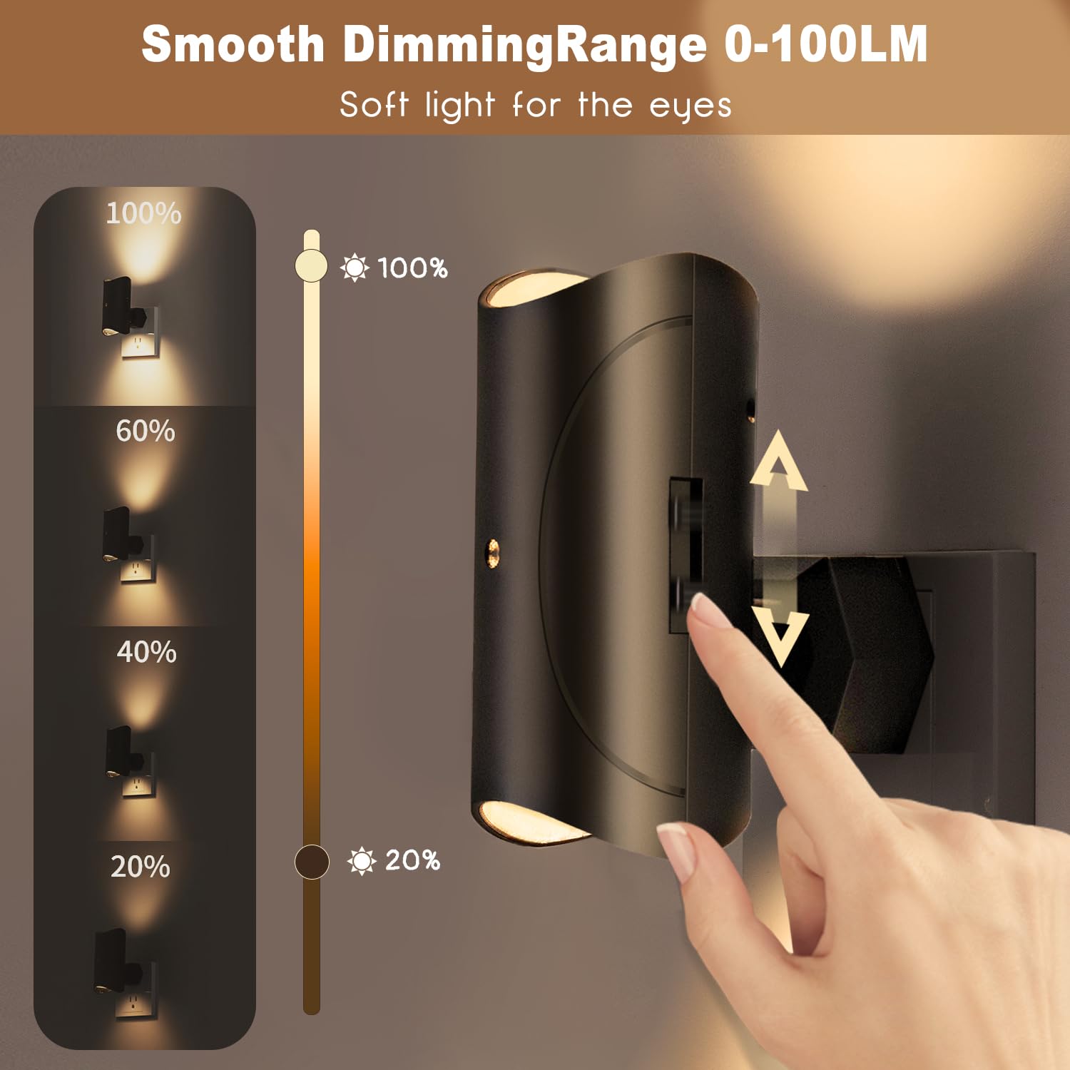 2-Pack Night Lights Plug-in Wall Mount – Dusk to Dawn Sensor, Auto On/Off, Dimmable LED for Hallways & Bedrooms