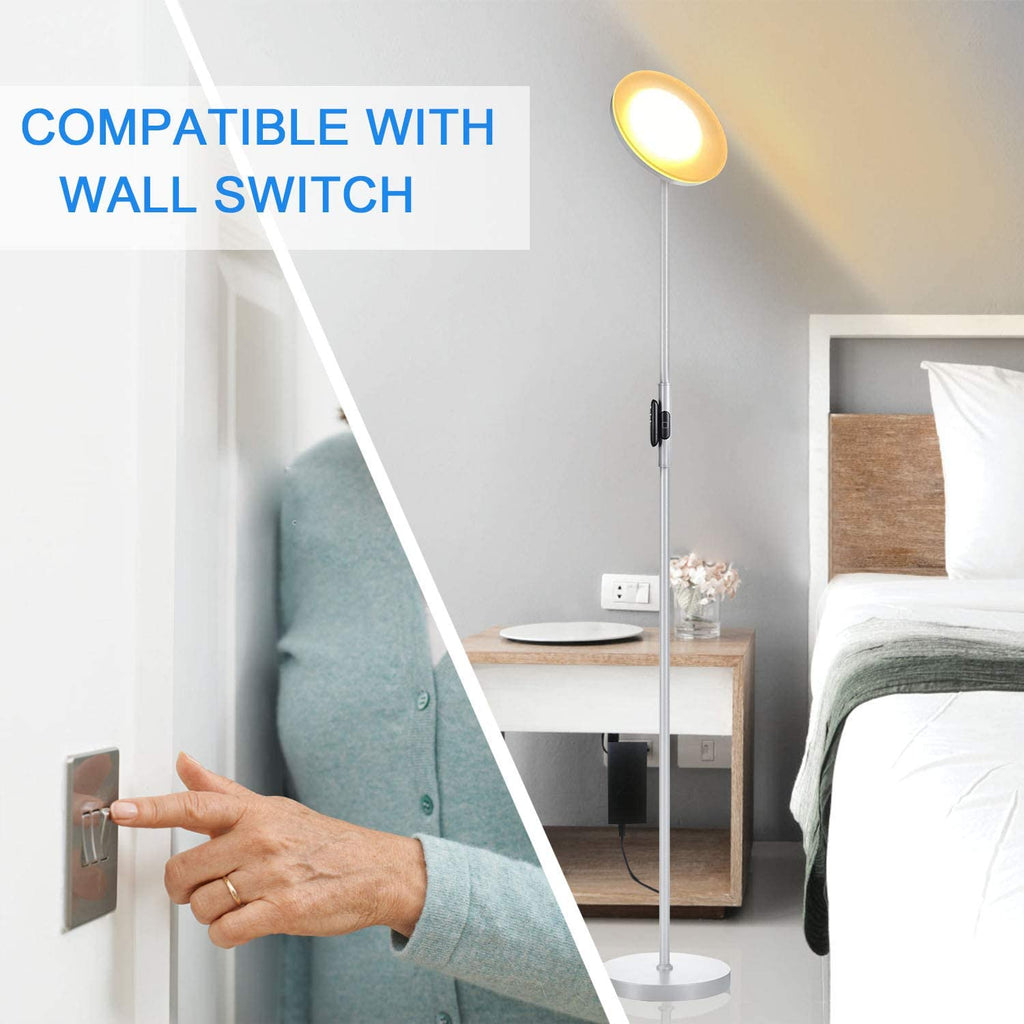 Modern torchiere floor lamp with 2400LM LED and 3 color temperatures