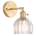 Adjustable brass wall sconce with tulip glass shade for home decor