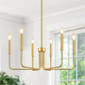 Brass gold 6-light farmhouse chandelier for dining room decor