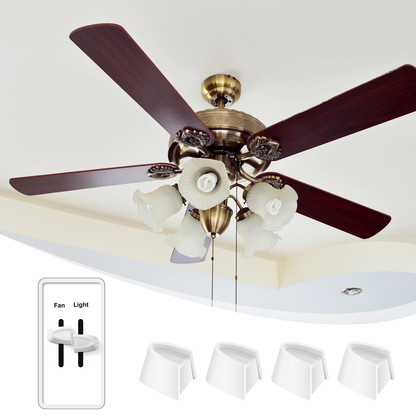 2-Pack Dimmer Switch Knobs White – Split Design, Easy Install, Plastic Construction for Lutron Skylark Fan & Light Control
