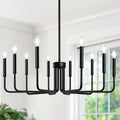 Black 10-light farmhouse chandelier for dining room decor