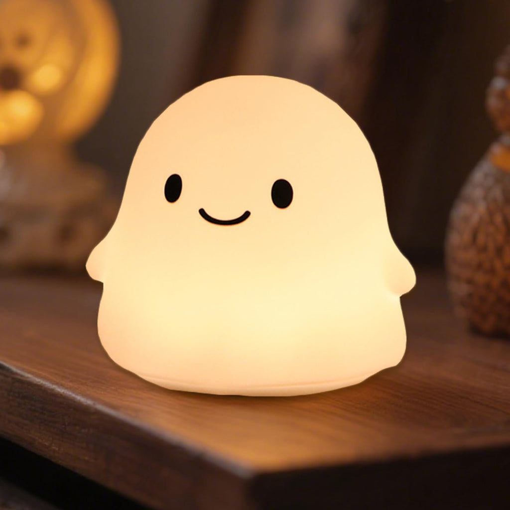 Squishy ghost night light for kids with timer, rechargeable