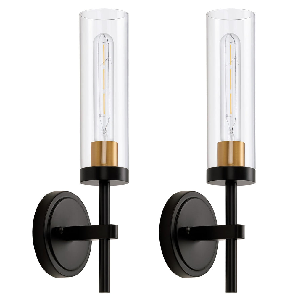 Black and gold hardwired wall sconce set of two for home decor