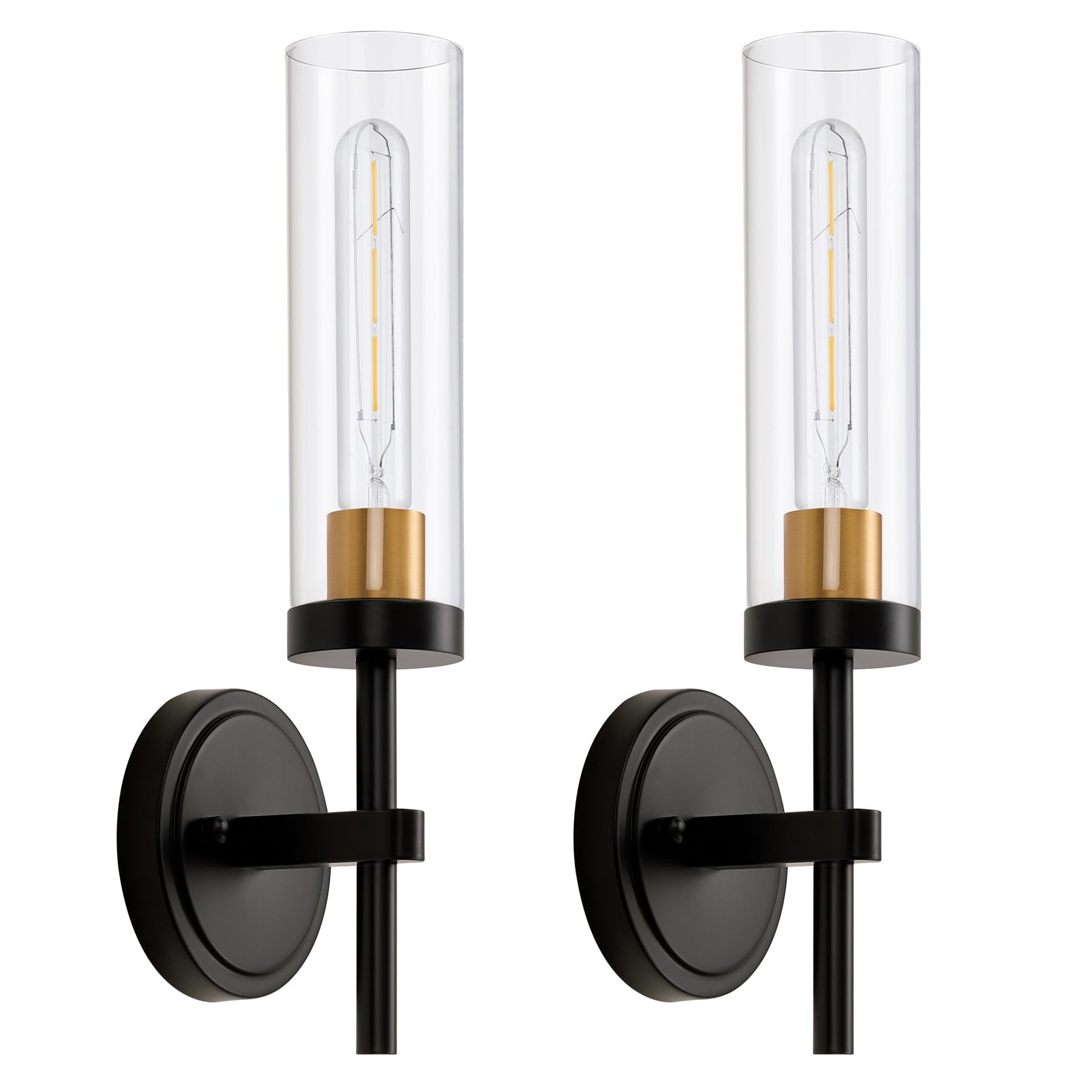 Black and gold hardwired wall sconce set of two for home decor