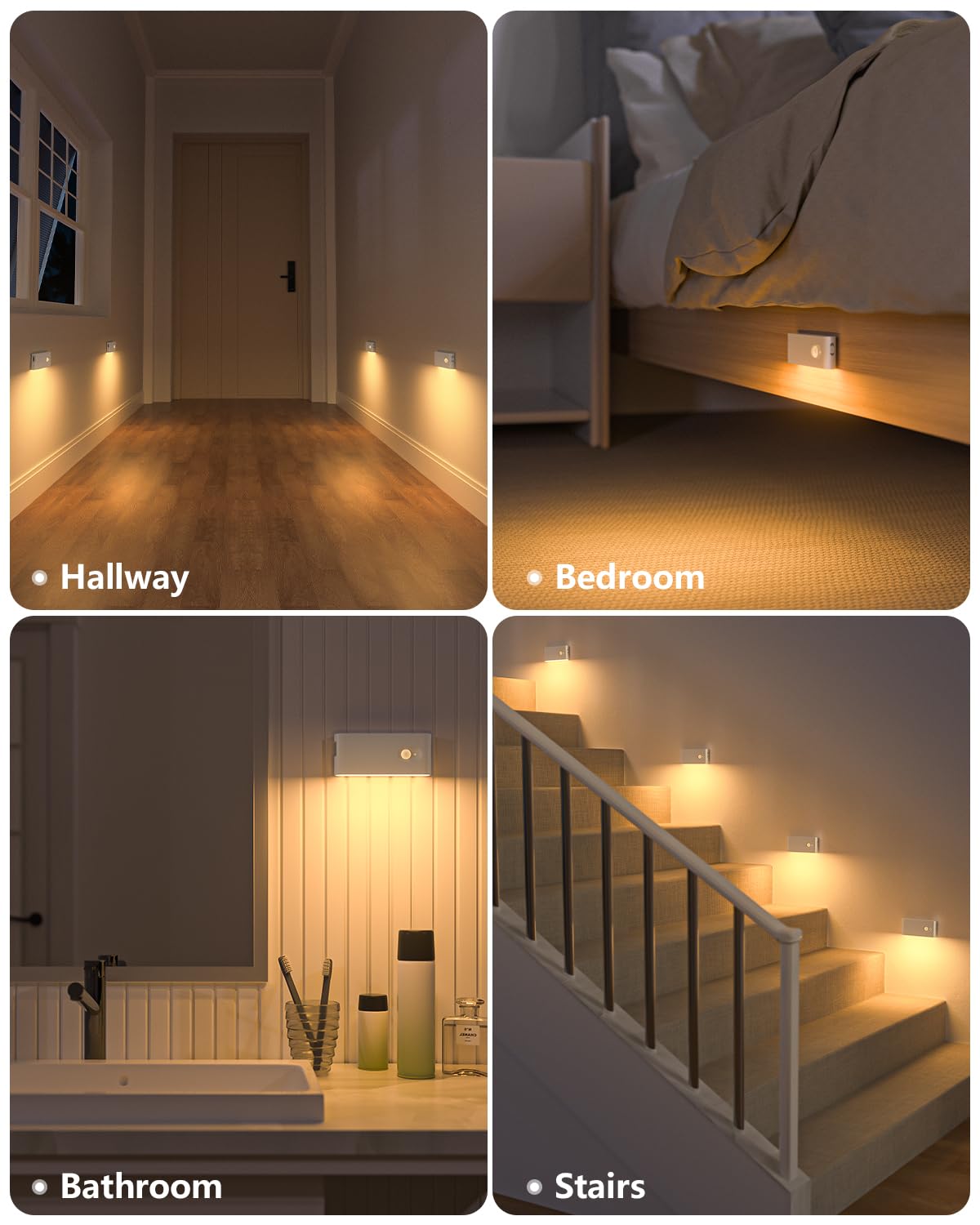 Motion sensor night light 10-pack, rechargeable stick-on