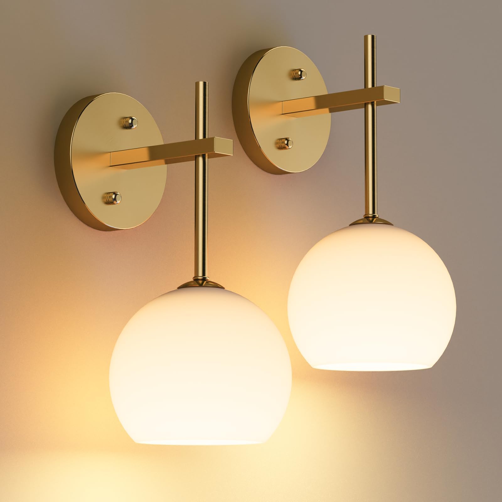 RGB Wall Sconce Set of Two with Remote, Glass Shade Wall Decor
