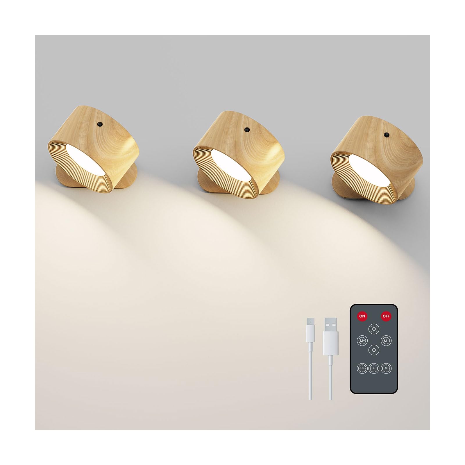 Rechargeable wall sconce 3-pack for home decor with remote
