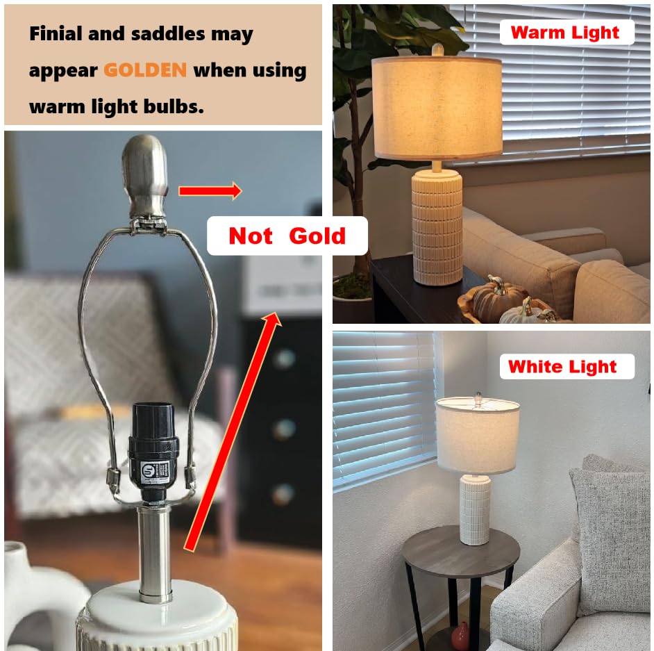 23-Inch Modern Ceramic Table Lamp Set of 2, Farmhouse Bedside Decor