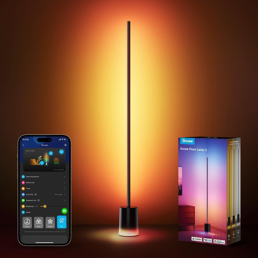 Smart RGBIC floor lamp with music sync and voice control