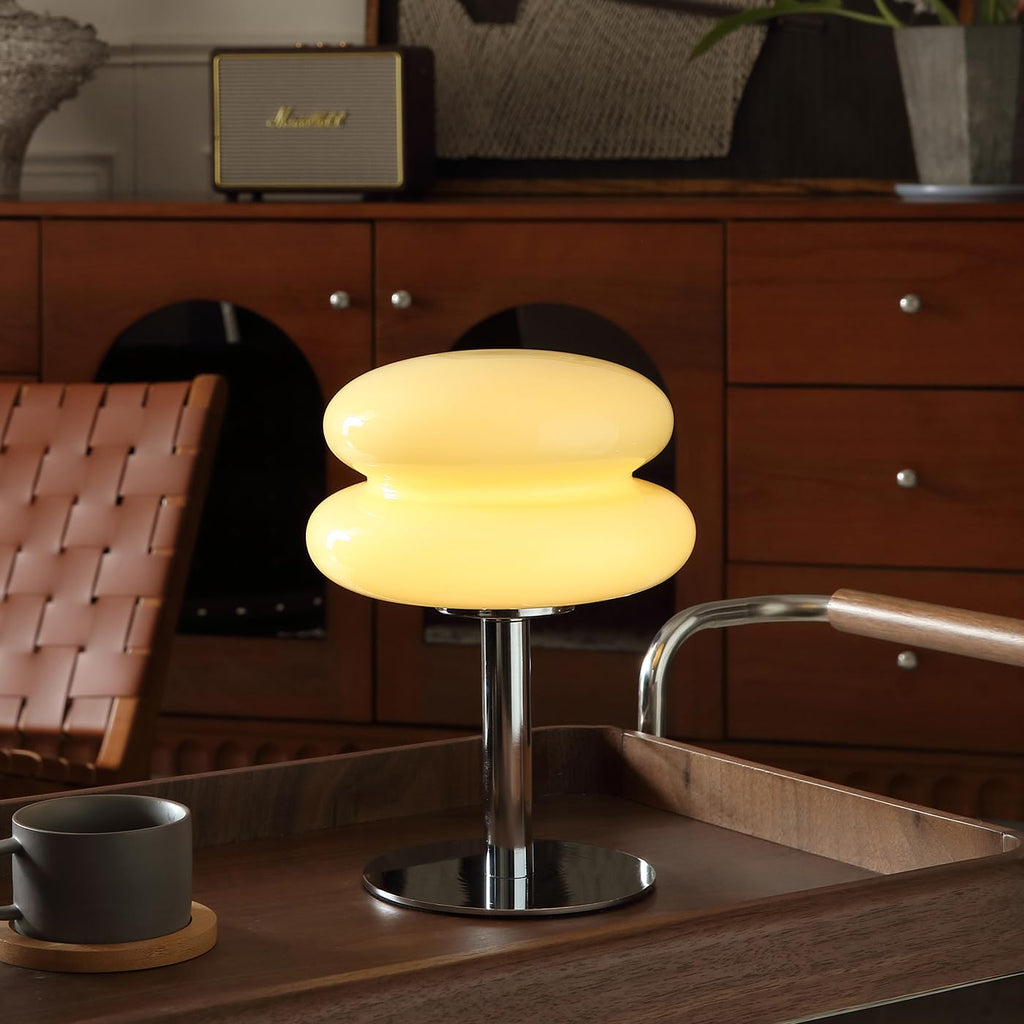 Mid-century mushroom table lamp, dimmable vintage-style bedside lamp