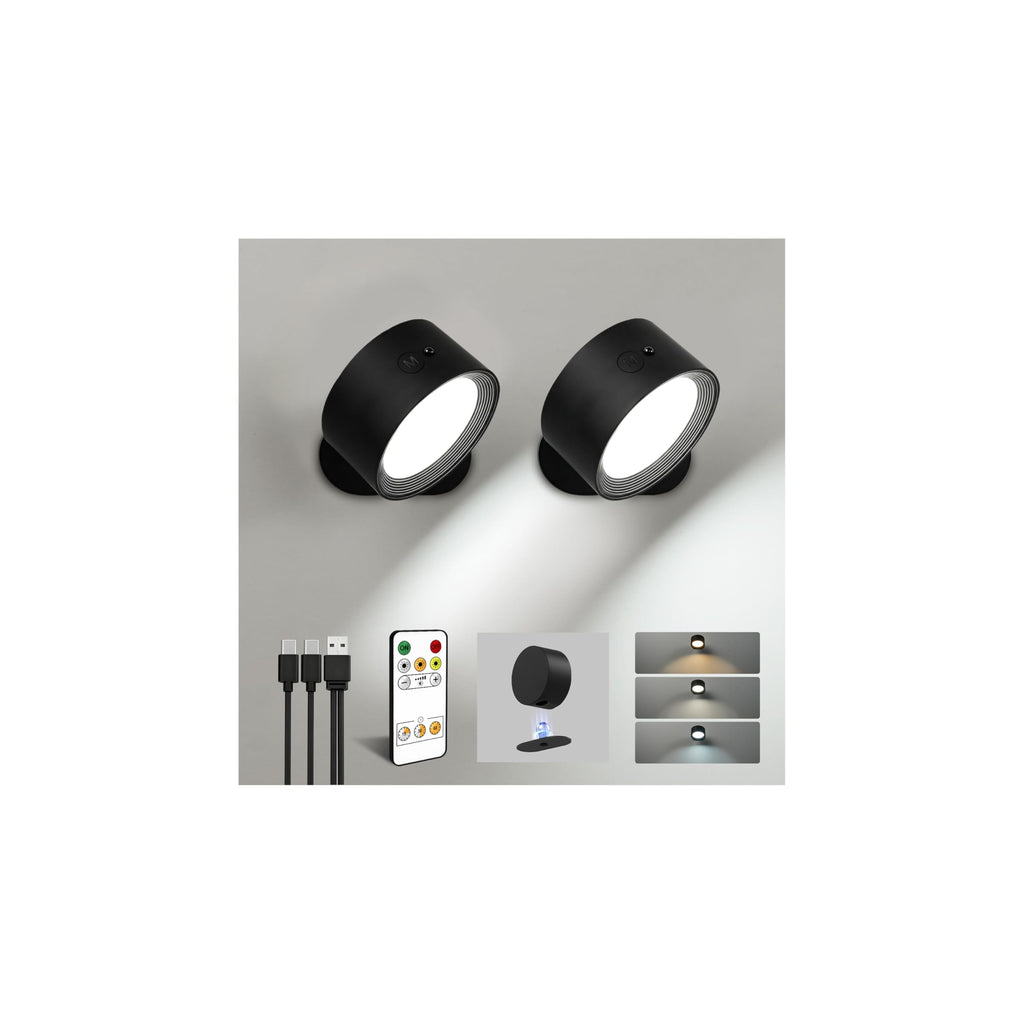 Rechargeable wall sconce lights for home decor, set of 2