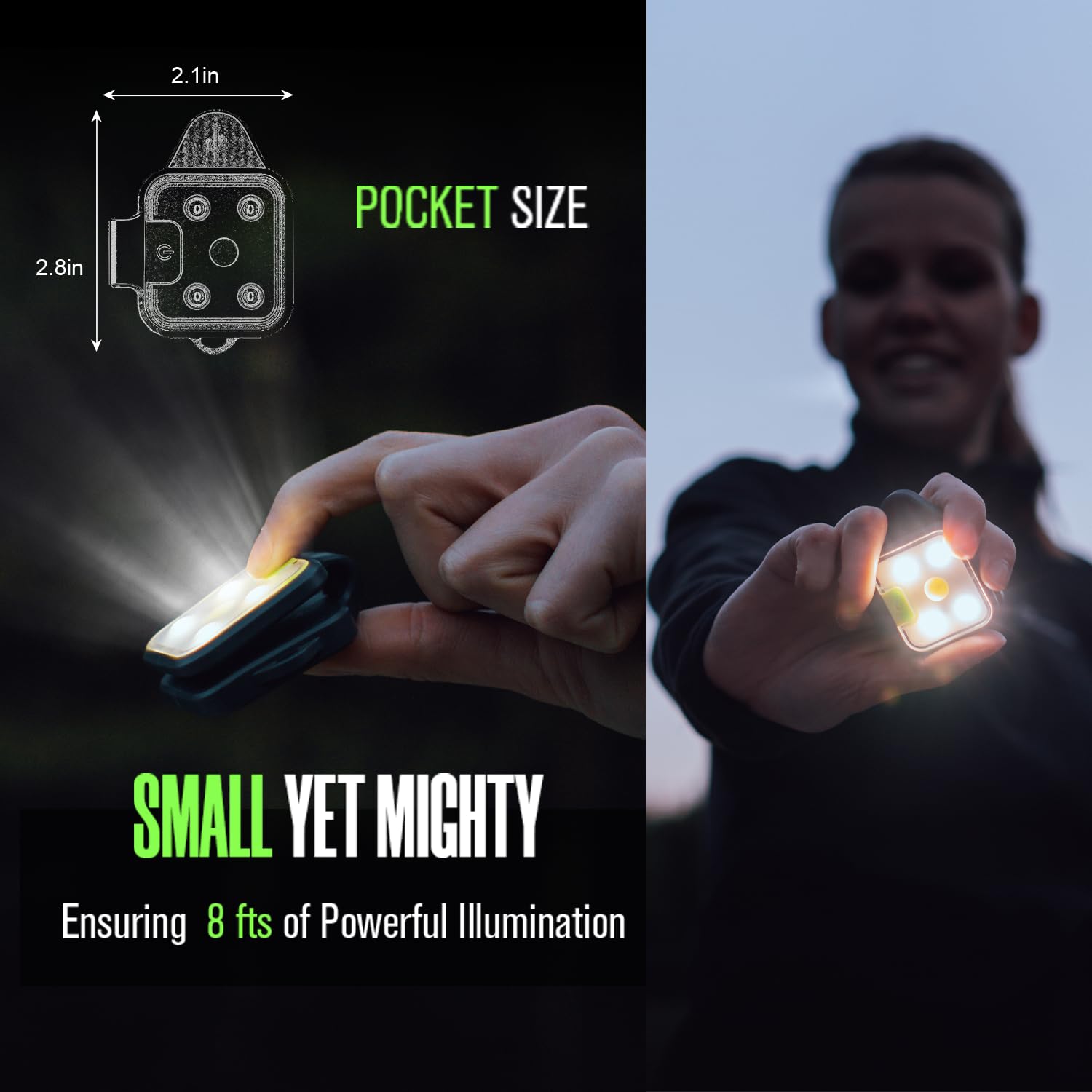 2-Pack LED Running Lights Clip-On – 4 Modes, USB Rechargeable, Ultra-Lightweight for Night Runners & Joggers