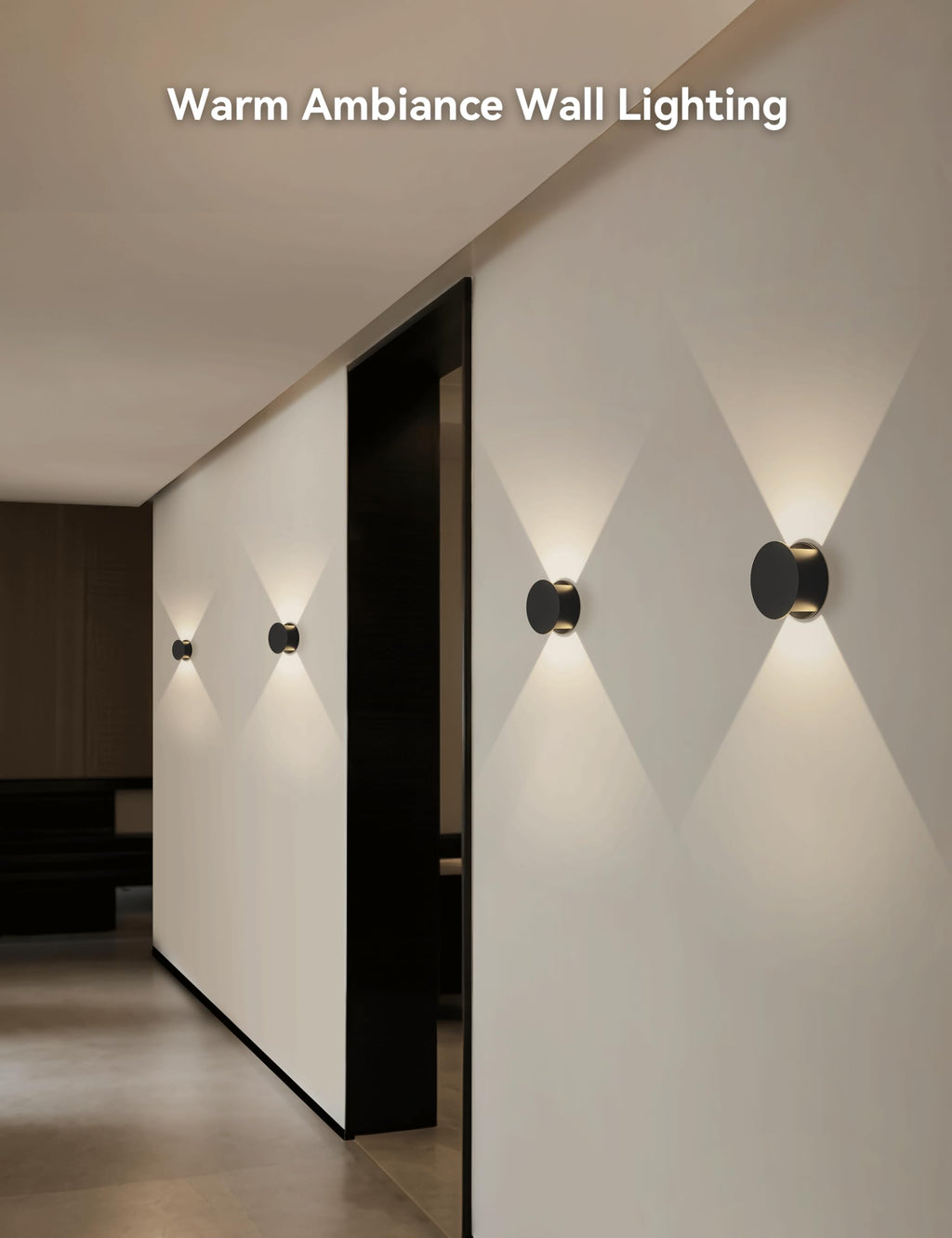 Tubicen Wall Sconce LED Dimmable – Black Round, Beam-Adjustable, 6W 3000K, Up Down Light for Movie Theater & Living Room