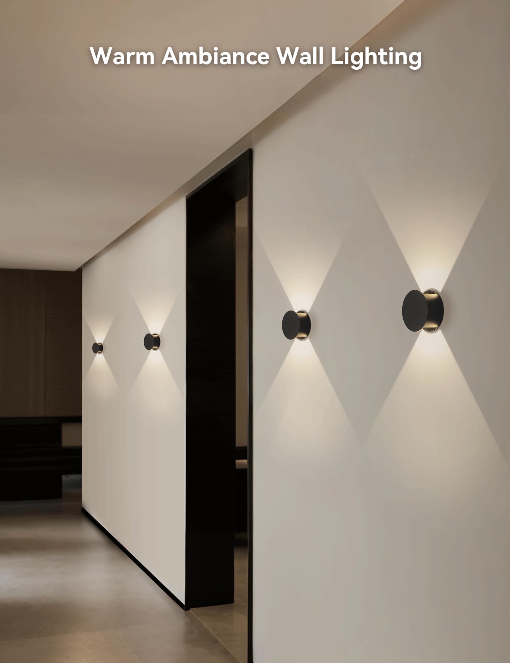 Tubicen Wall Sconce LED Dimmable – Black Round, Beam-Adjustable, 6W 3000K, Up Down Light for Movie Theater & Living Room