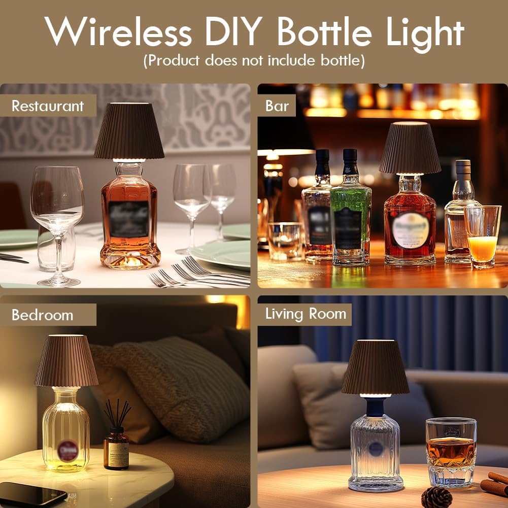 Cordless touch table lamp with 3 brightness levels for nightstand and bar decor