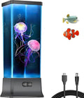 Color-changing jellyfish tank table lamp for mood lighting, black