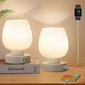 Touch control bedside table lamp set of 2 with USB-C charging port