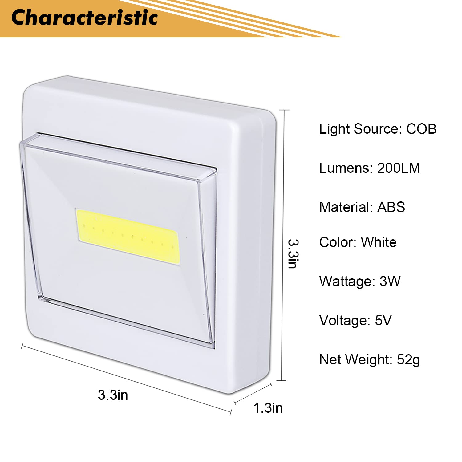 4-Pack Closet Lights Battery Operated – 200LM COB LED, Stick Anywhere, Super Bright Tap Lights for Closets, Sheds & Attics
