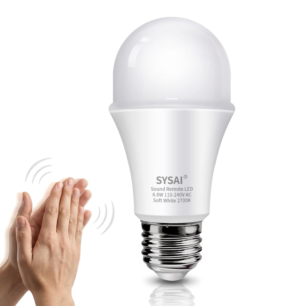 SYSAI Clap Activated LED Bulb – 720LM, 2700K Warm White, 3 Claps Sound Control, Smart Home for Bedroom Table Lamps