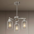 Brushed Nickel 3-Light Pendant with Glass Shade for Kitchen Decor