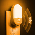 Amber LED plug-in night light with motion sensor, low-blue, 2-pack