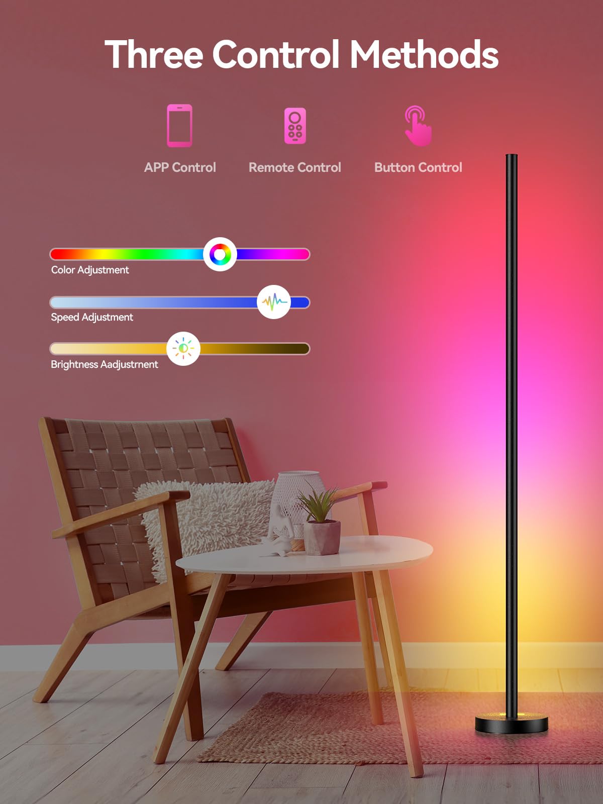 Smart RGBICW corner floor lamp 2-pack with music sync and 16 million colors