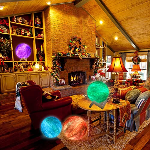 9.6-inch 3D moon night light with 16 colors, stand and remote