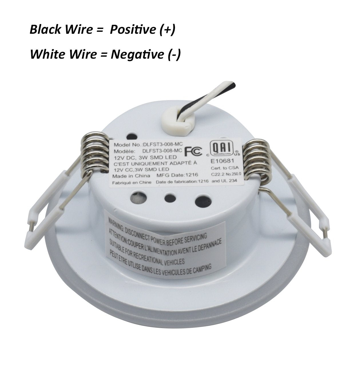 Facon 3 Inch 12V LED Puck Light – 3400K Warm White, Full Aluminum Recessed Mount, Dimmable Interior for RV Camper Trailer