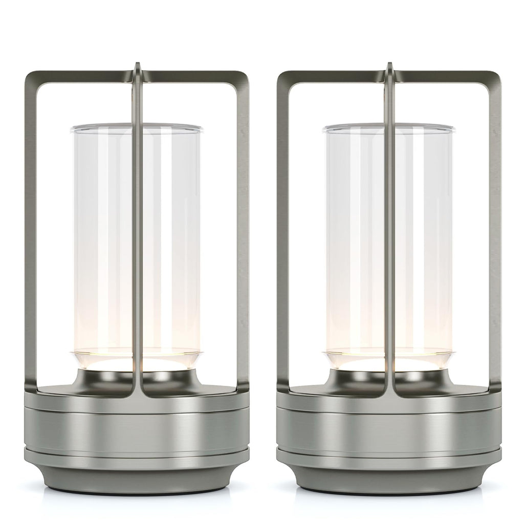 Portable metal table lamp for indoor and outdoor use, 2-pack