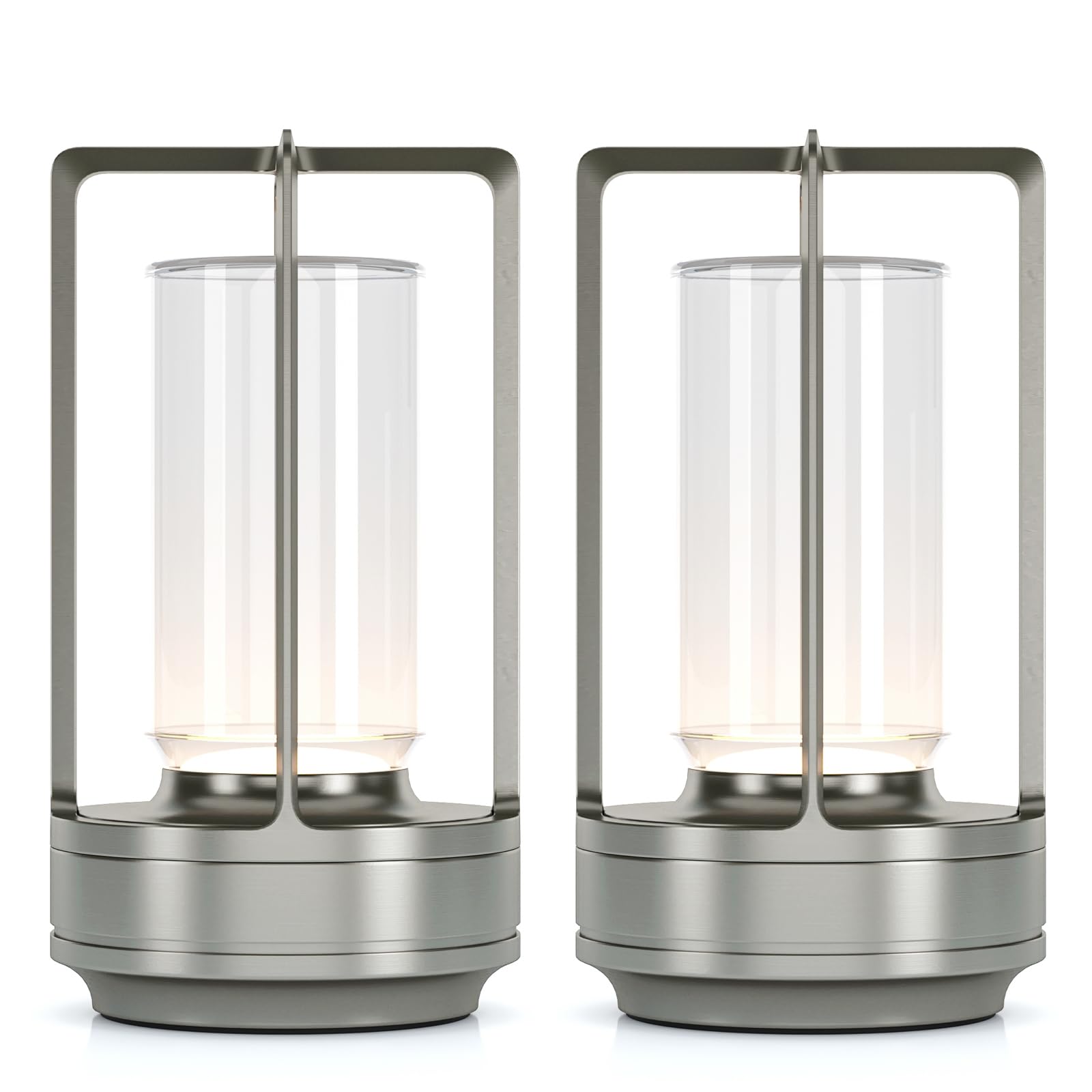 Portable metal table lamp for indoor and outdoor use, 2-pack
