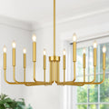 10-light gold farmhouse candle chandelier for dining room decor