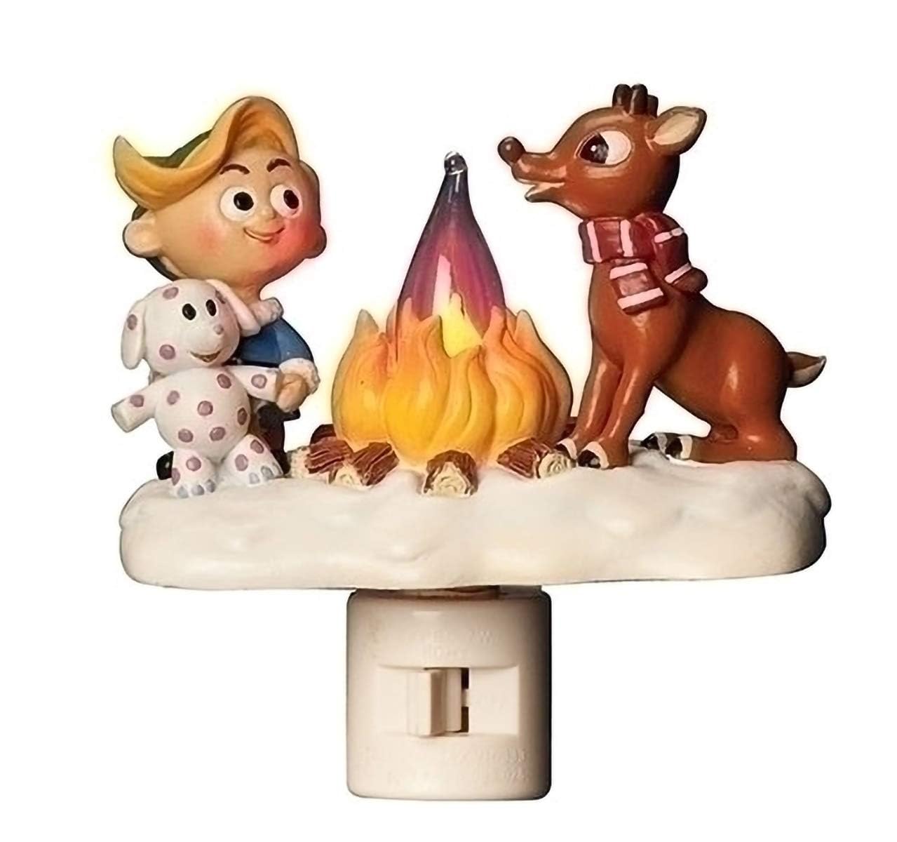 Flickering holiday reindeer plug-in night light, 4.5-inch swivel