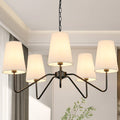 5-Light Chandelier with White Shades, Classic Fixture for Decor